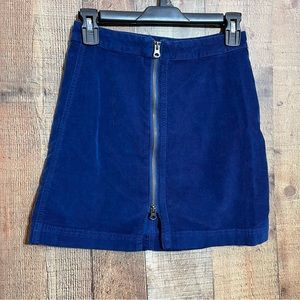 FREE PEOPLE WOMENS MINI SKIRT ZIPPER FRONT CORDUROY BLUE SZ 2